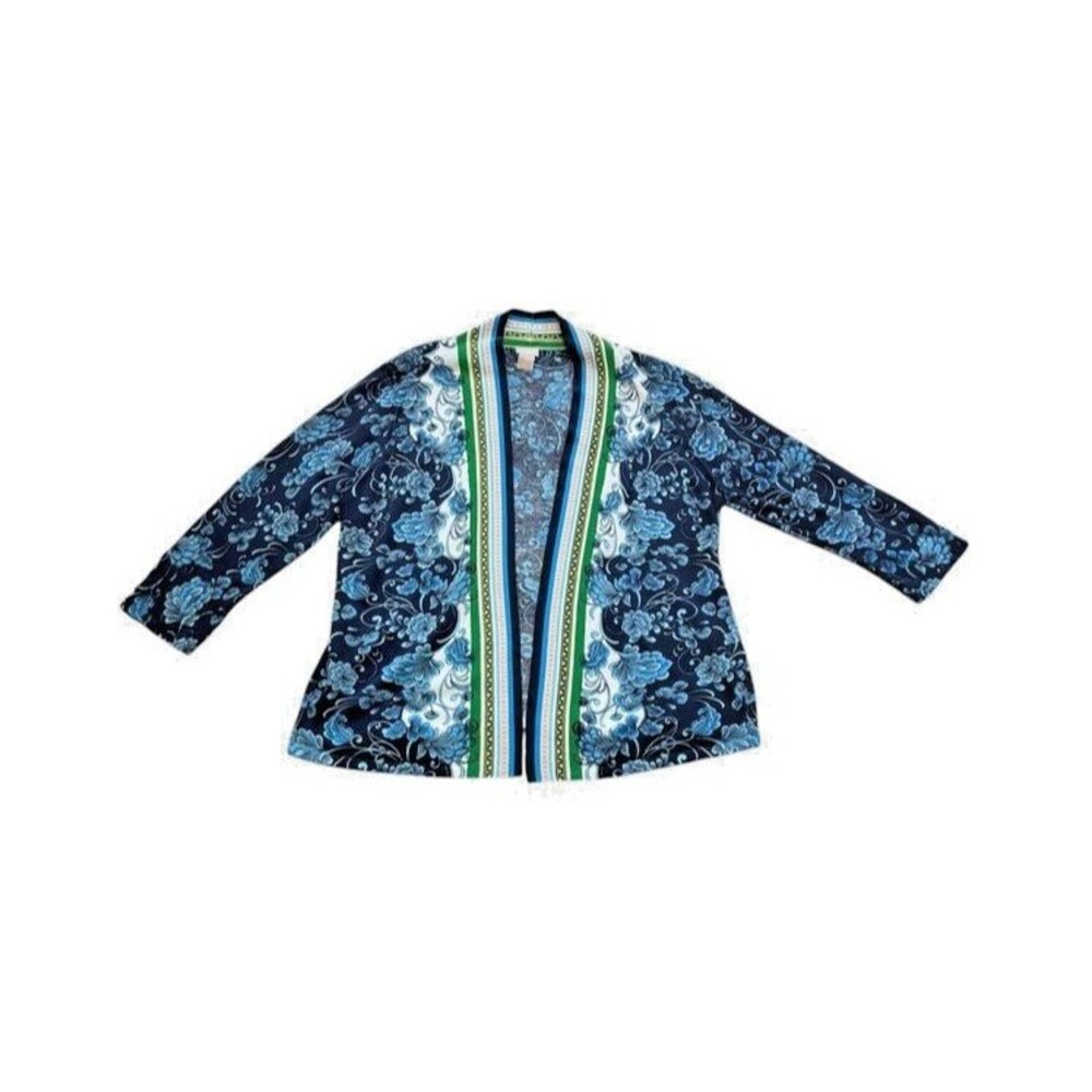 Chico's Perfect Layer Cardigan Womens Size 2 Large Floral Retro Cottagecore READ